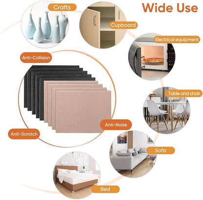 Felt Furniture Pads 10pcs 8" x 6" Adhesive Large Felt Pads, Cuttable Chair Leg Pads, Hardwood Floor Protectors for Furniture (Black 5 Pcs + Beige 5 Pcs) | Furniture Pads - TrueDesk