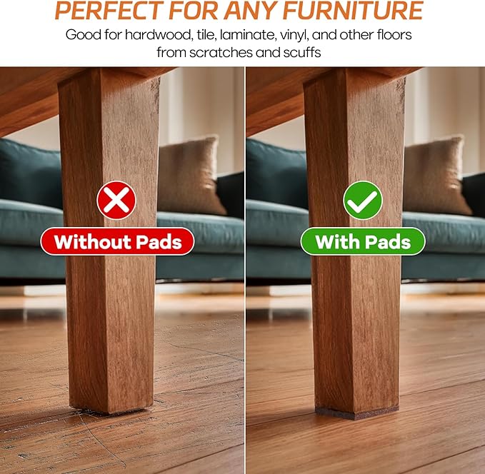 Felt Furniture Pads 10pcs 8" x 6" (Brown 5 Pcs + Beige 5 Pcs), Cuttable Self Adhesive Furniture Pads, Anti Scratch Chair Leg Floor Protectors for Hardwood Floors | Furniture Pads - TrueDesk