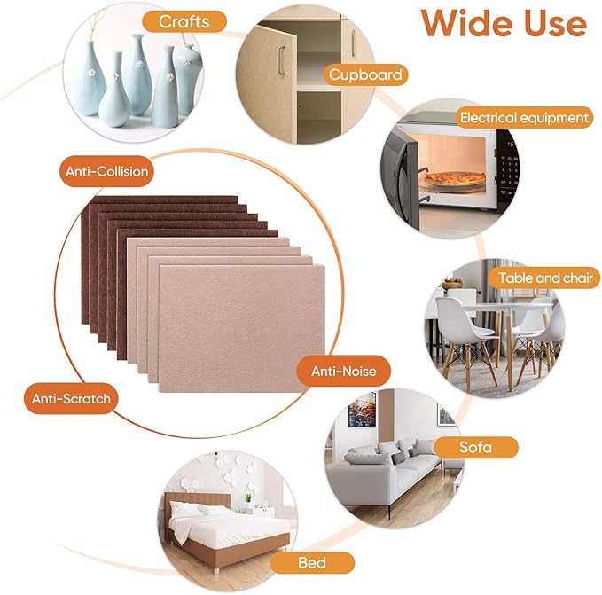 Felt Furniture Pads 10pcs 8" x 6" (Brown 5 Pcs + Beige 5 Pcs), Cuttable Self Adhesive Furniture Pads, Anti Scratch Chair Leg Floor Protectors for Hardwood Floors | Furniture Pads - TrueDesk