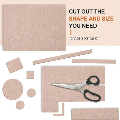 Felt Furniture Pads 10pcs 8" x 6" Self Adhesive Cuttable Furniture Felt Pads, Anti Scratch Floor Protectors for Furniture on Hardwood Floor, Beige | Furniture Pads - TrueDesk