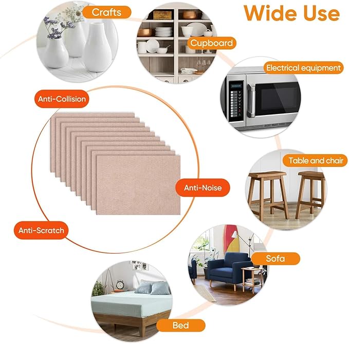 Felt Furniture Pads 10pcs 8" x 6" Self Adhesive Cuttable Furniture Felt Pads, Anti Scratch Floor Protectors for Furniture on Hardwood Floor, Beige | Furniture Pads - TrueDesk