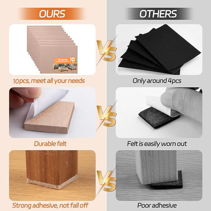 Felt Furniture Pads 10pcs 8" x 6" Self Adhesive Cuttable Furniture Felt Pads, Anti Scratch Floor Protectors for Furniture on Hardwood Floor, Beige | Furniture Pads - TrueDesk