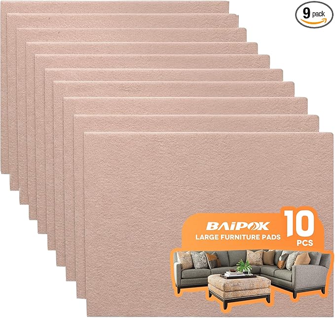 Felt Furniture Pads 10pcs 8" x 6" Self Adhesive Cuttable Furniture Felt Pads, Anti Scratch Floor Protectors for Furniture on Hardwood Floor, Beige | Furniture Pads - TrueDesk