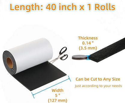 Felt Furniture Pads - Heavy Duty Cuttable Strips with Adhesive Backing, Self - Adhesive Felt Strips, Pad, Tape Roll for Chair Legs, Hard Floor and Wall Protection (Black, 40 x 5 x 0.14 Inch) | Furniture Pads - TrueDesk