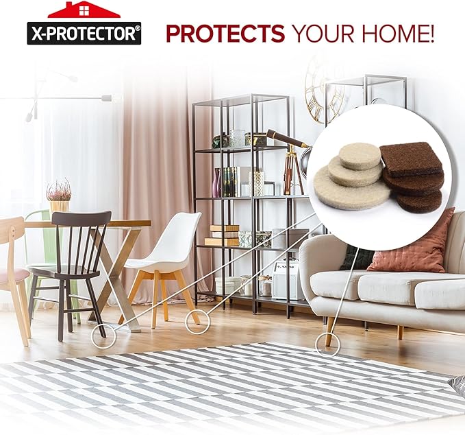 Felt Furniture Pads X - PROTECTOR 133 PCS Premium Furniture Pads - Felt Pads Furniture Feet Best Wood Floor Protectors - Protect Your Hardwood & Laminate Flooring! Brown and Beige | Furniture Pads - TrueDesk