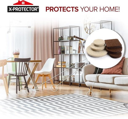 Felt Furniture Pads X - PROTECTOR 133 PCS Premium Furniture Pads - Felt Pads Furniture Feet Best Wood Floor Protectors - Protect Your Hardwood & Laminate Flooring! Brown and Beige | Furniture Pads - TrueDesk