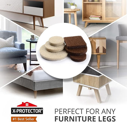 Felt Furniture Pads X - PROTECTOR 133 PCS Premium Furniture Pads - Felt Pads Furniture Feet Best Wood Floor Protectors - Protect Your Hardwood & Laminate Flooring! Brown and Beige | Furniture Pads - TrueDesk