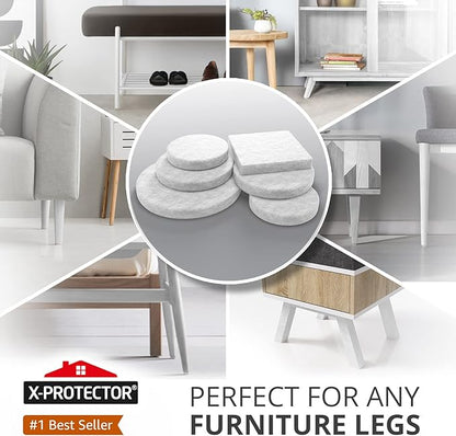 Felt Furniture Pads X - PROTECTOR 133 PCS - Premium Furniture Pads for Hardwood Floors - White Felt Pads for Furniture Feet - The Best Chair Leg Floor Protectors - Protect Your Hard Floors! | Furniture Pads - TrueDesk