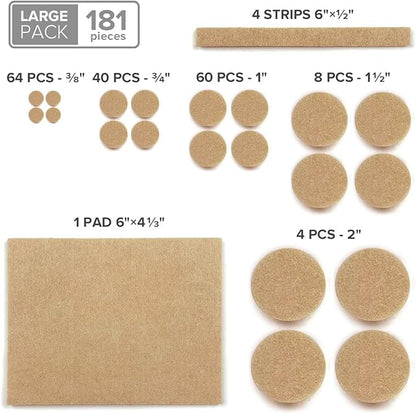 Felt Furniture Pads X - PROTECTOR 181 PCS Premium Furniture Pads - Felt Pads Furniture Feet Best Wood Floor Protectors - Protect Your Hardwood & Laminate Flooring! | Furniture Pads - TrueDesk