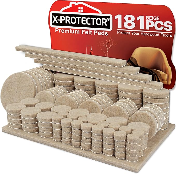 Felt Furniture Pads X - PROTECTOR 181 PCS Premium Furniture Pads - Felt Pads Furniture Feet Best Wood Floor Protectors - Protect Your Hardwood & Laminate Flooring! | Furniture Pads - TrueDesk
