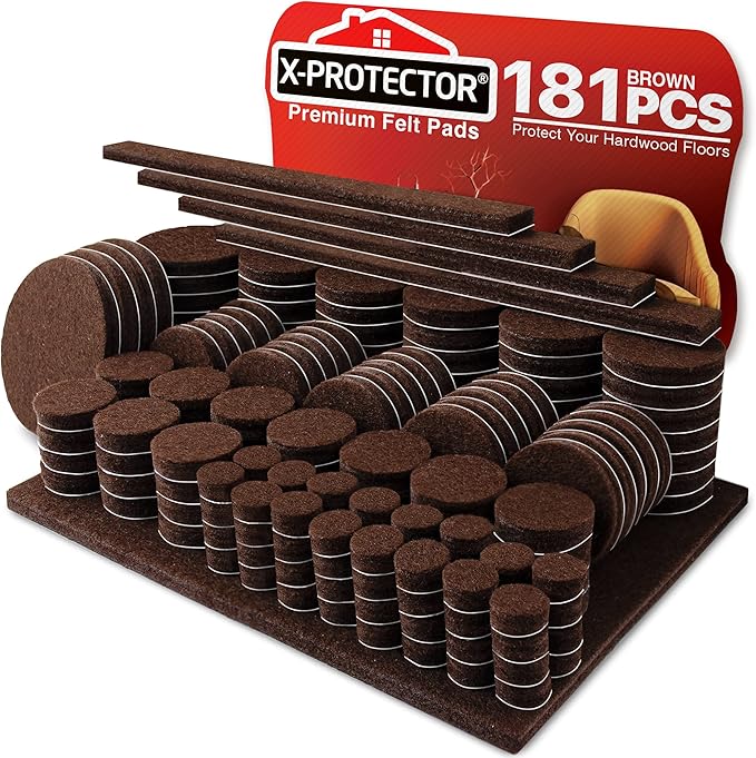 Felt Furniture Pads X - PROTECTOR 181 PCS Premium Furniture Pads - Felt Pads Furniture Feet Best Wood Floor Protectors - Protect Your Hardwood & Laminate Flooring! | Furniture Pads - TrueDesk