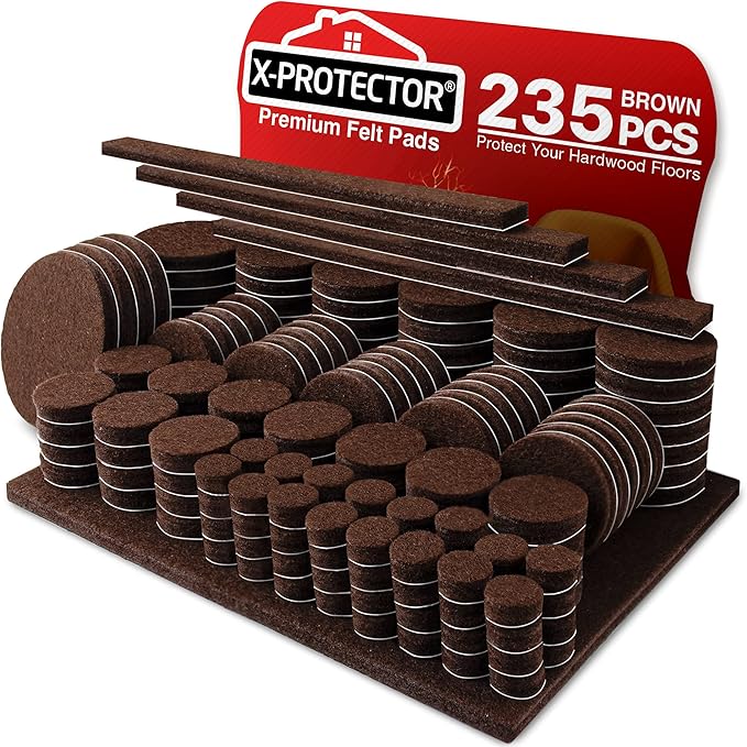 Felt Furniture Pads X - PROTECTOR 235 PCS Premium Furniture Pads - Felt Pads Furniture Feet Best Wood Floor Protectors - Protect Your Hardwood & Laminate Flooring! | Furniture Pads - TrueDesk