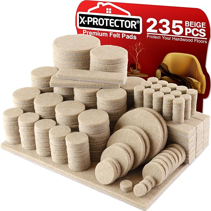 Felt Furniture Pads X - PROTECTOR 235 PCS Premium Furniture Pads - Felt Pads Furniture Feet Best Wood Floor Protectors - Protect Your Hardwood & Laminate Flooring! | Furniture Pads - TrueDesk