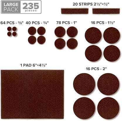 Felt Furniture Pads X - PROTECTOR 235 PCS Premium Furniture Pads - Felt Pads Furniture Feet Best Wood Floor Protectors - Protect Your Hardwood & Laminate Flooring! | Furniture Pads - TrueDesk