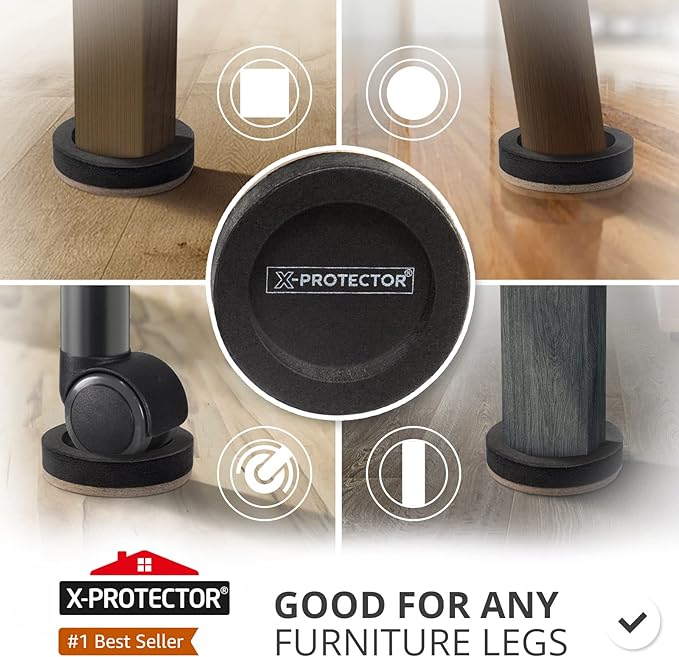 Felt Furniture Sliders for Hardwood Floors X - PROTECTOR 16 PCS 3 ½” - Furniture Slider with Unique Design - Heavy - Duty Furniture Movers for Hard Surfaces - Felt Sliders - Move Your Furniture Easily! | Furniture Sliders - TrueDesk