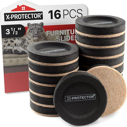 Felt Furniture Sliders for Hardwood Floors X - PROTECTOR 16 PCS 3 ½” - Furniture Slider with Unique Design - Heavy - Duty Furniture Movers for Hard Surfaces - Felt Sliders - Move Your Furniture Easily! | Furniture Sliders - TrueDesk