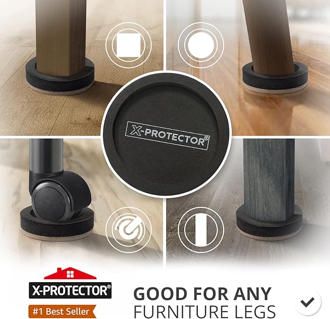 Felt Furniture Sliders for Hardwood Floors X - PROTECTOR 8 PCS 4 3/4” - Furniture Slider with Unique Design - Heavy - Duty Furniture Movers for Hard Surfaces - Felt Sliders - Move Your Furniture Easily! | Furniture Sliders - TrueDesk