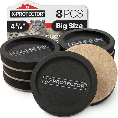 Felt Furniture Sliders for Hardwood Floors X - PROTECTOR 8 PCS 4 3/4” - Furniture Slider with Unique Design - Heavy - Duty Furniture Movers for Hard Surfaces - Felt Sliders - Move Your Furniture Easily! | Furniture Sliders - TrueDesk