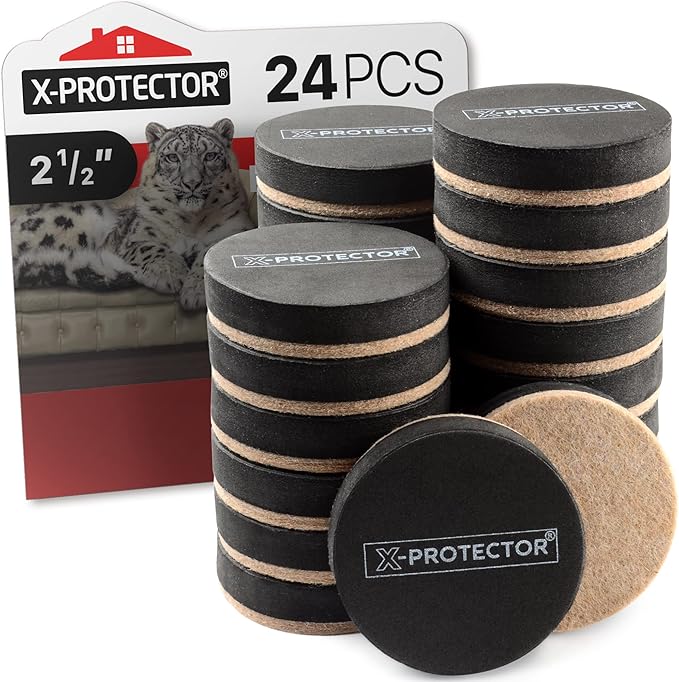Felt Furniture Sliders Hardwood Floors X - PROTECTOR – 24 PCS 2 1/2 inch Furniture Sliders – Heavy Duty Felt Sliders Hard Surfaces – Move Your Furniture Easily & Safely! | Furniture Sliders - TrueDesk