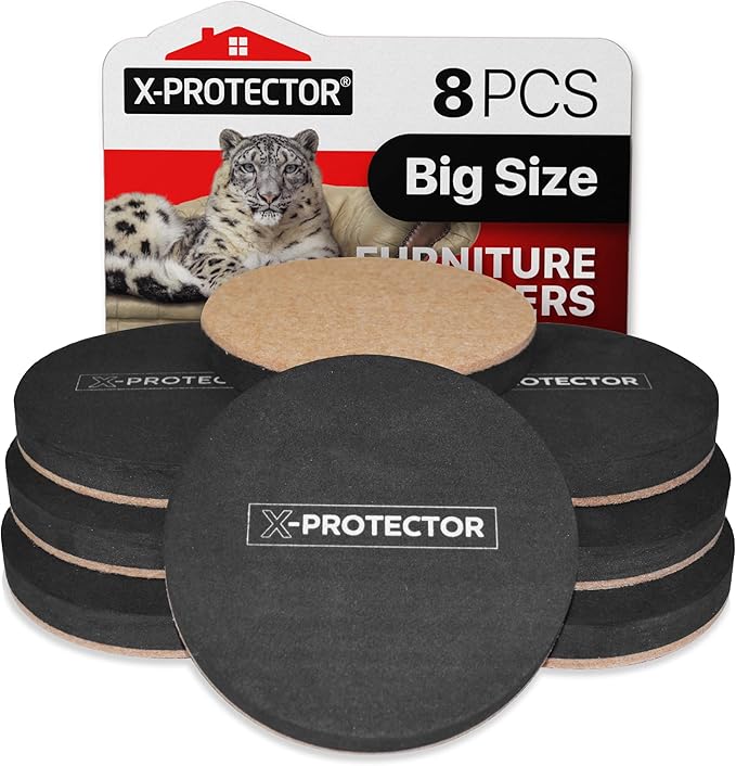 Felt Furniture Sliders Hardwood Floors X - PROTECTOR – 8 PCS 4 3/4 inch Furniture Sliders – Heavy Duty Felt Sliders Hard Surfaces – Move Your Furniture Easily & Safely! | Furniture Sliders - TrueDesk