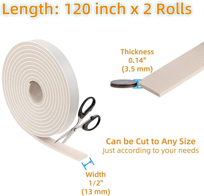Felt Strips with Adhesive Backing – Furnigear Heavy Duty Cuttable Felt Tape Roll Furniture Pads for Chair Legs - Protecting Hardwood Floors, Chair Wall Protector (Beige, 120 x 0.5 x 0.14 Inch) | Furniture Pads - TrueDesk