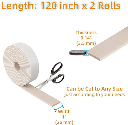 Felt Strips with Adhesive Backing – Furnigear Heavy Duty Cuttable Felt Tape Roll Furniture Pads for Chair Legs - Protecting Hardwood Floors, Chair Wall Protector (Beige, 120 x 1 x 0.14 Inch) | Furniture Pads - TrueDesk