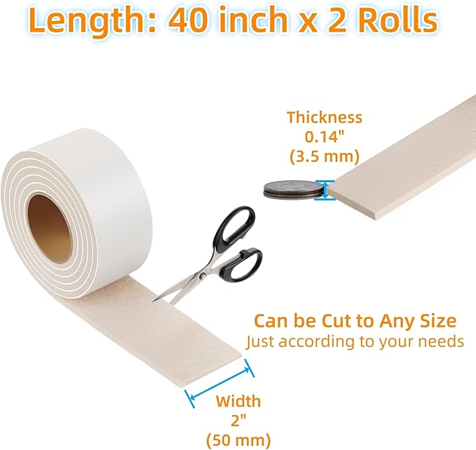 Felt Strips with Adhesive Backing – Furnigear Heavy Duty Cuttable Felt Tape Roll Furniture Pads for Chair Legs - Protecting Hardwood Floors, Chair Wall Protector (Beige, 40 x 2 x 0.14 Inch) | Furniture Pads - TrueDesk