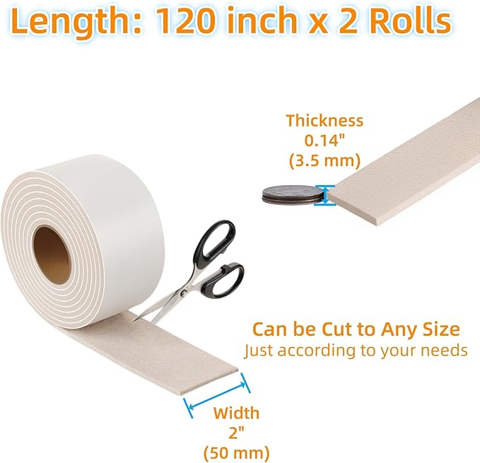 Felt Strips with Adhesive Backing – Furnigear Heavy Duty Cuttable Felt Tape Roll Furniture Pads for Chair Legs - Protecting Hardwood Floors, Chair Wall Protector (Beige, 120 x 2 x 0.14 Inch) | Furniture Pads - TrueDesk