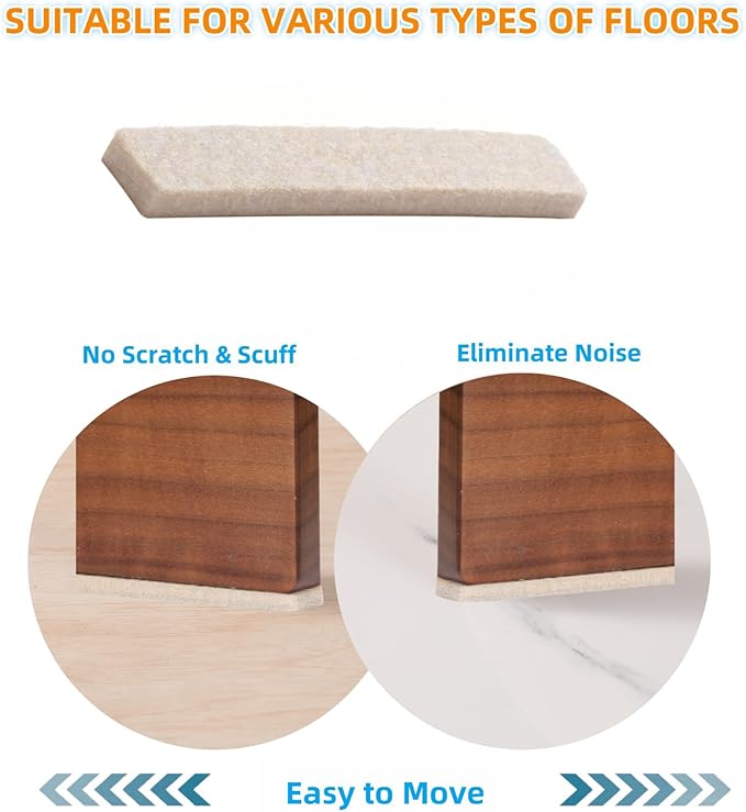 Felt Strips with Adhesive Backing – Furnigear Heavy Duty Cuttable Felt Tape Roll Furniture Pads for Chair Legs - Protecting Hardwood Floors, Chair Wall Protector (Beige, 40 x 2 x 0.14 Inch) | Furniture Pads - TrueDesk