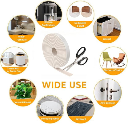 Felt Strips with Adhesive Backing – Furnigear Heavy Duty Cuttable Felt Tape Roll Furniture Pads for Chair Legs - Protecting Hardwood Floors, Chair Wall Protector (Beige, 80 x 0.5 x 0.14 Inch) | Furniture Pads - TrueDesk