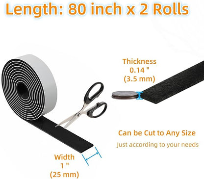 Felt Strips with Adhesive Backing – Furnigear Heavy Duty Cuttable Felt Tape Roll Furniture Pads for Chair Legs - Protecting Hardwood Floors, Chair Wall Protector (Black, 80 x 1 x 0.14 Inch) | Furniture Pads - TrueDesk