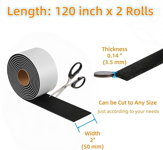 Felt Strips with Adhesive Backing – Furnigear Heavy Duty Cuttable Felt Tape Roll Furniture Pads for Chair Legs - Protecting Hardwood Floors, Chair Wall Protector (Black, 120 x 2 x 0.14 Inch) | Furniture Pads - TrueDesk