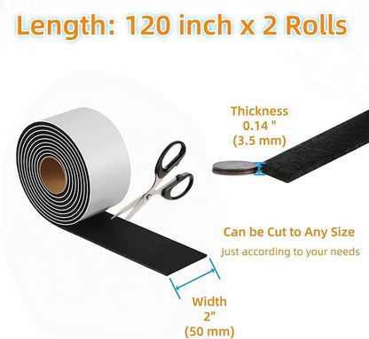 Felt Strips with Adhesive Backing – Furnigear Heavy Duty Cuttable Felt Tape Roll Furniture Pads for Chair Legs - Protecting Hardwood Floors, Chair Wall Protector (Black, 120 x 2 x 0.14 Inch) | Furniture Pads - TrueDesk