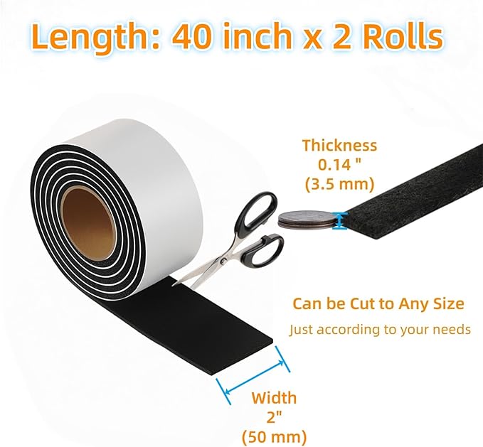Felt Strips with Adhesive Backing – Furnigear Heavy Duty Cuttable Felt Tape Roll Furniture Pads for Chair Legs - Protecting Hardwood Floors, Chair Wall Protector (Black, 40 x 2 x 0.14 Inch) | Furniture Pads - TrueDesk