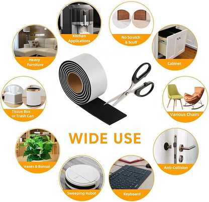 Felt Strips with Adhesive Backing – Furnigear Heavy Duty Cuttable Felt Tape Roll Furniture Pads for Chair Legs - Protecting Hardwood Floors, Chair Wall Protector (Black, 40 x 2 x 0.14 Inch) | Furniture Pads - TrueDesk