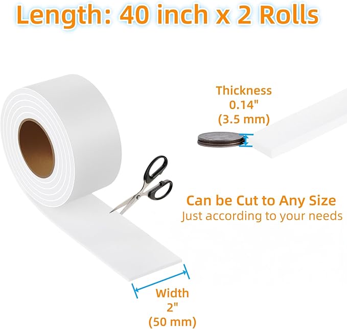 Felt Strips with Adhesive Backing – Furnigear Heavy Duty Cuttable Felt Tape Roll Furniture Pads for Chair Legs - Protecting Hardwood Floors, Chair Wall Protector (White, 40 x 2 x 0.14 Inch) | Furniture Pads - TrueDesk