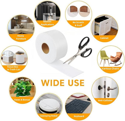 Felt Strips with Adhesive Backing – Furnigear Heavy Duty Cuttable Felt Tape Roll Furniture Pads for Chair Legs - Protecting Hardwood Floors, Chair Wall Protector (White, 40 x 2 x 0.14 Inch) | Furniture Pads - TrueDesk