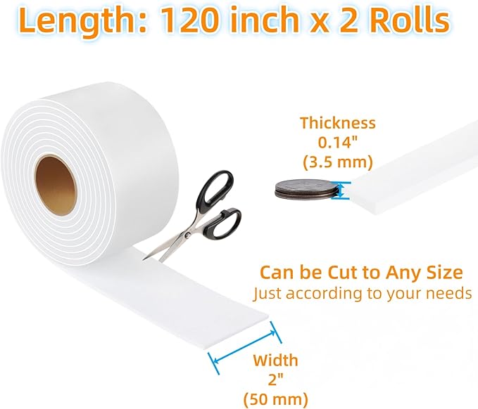 Felt Strips with Adhesive Backing – Furnigear Heavy Duty Cuttable Felt Tape Roll Furniture Pads for Chair Legs - Protecting Hardwood Floors, Chair Wall Protector (White, 120 x 2 x 0.14 Inch) | Furniture Pads - TrueDesk