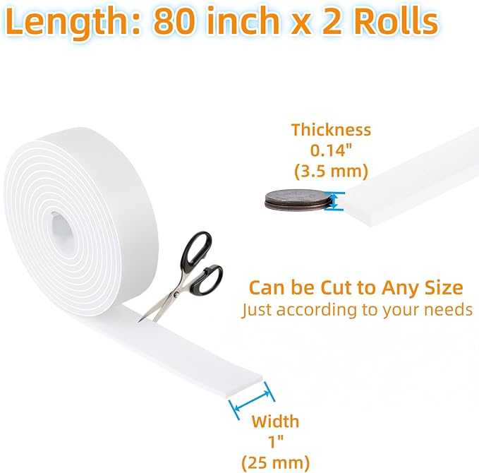 Felt Strips with Adhesive Backing – Furnigear Heavy Duty Cuttable Felt Tape Roll Furniture Pads for Chair Legs - Protecting Hardwood Floors, Chair Wall Protector (White, 80 x 1 x 0.14 Inch) | Furniture Pads - TrueDesk
