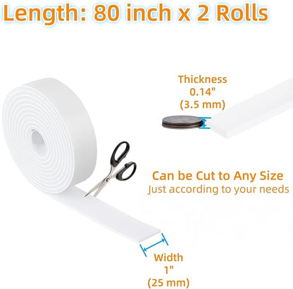 Felt Strips with Adhesive Backing – Furnigear Heavy Duty Cuttable Felt Tape Roll Furniture Pads for Chair Legs - Protecting Hardwood Floors, Chair Wall Protector (White, 80 x 1 x 0.14 Inch) | Furniture Pads - TrueDesk
