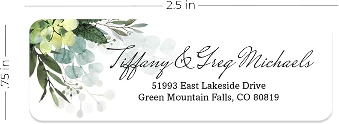 Floral Greenery Rolled Address Labels/Roll of 500 Personalized Address Labels/Designer Return Address Stickers in Elegant Plastic Dispenser | Address Labels - TrueDesk