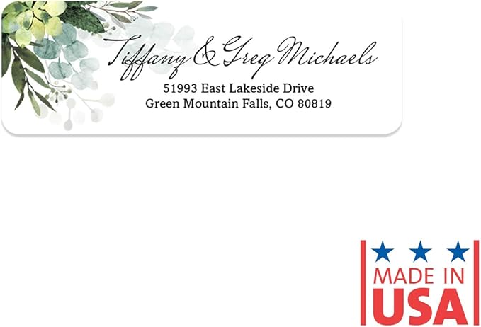 Floral Greenery Rolled Address Labels/Roll of 500 Personalized Address Labels/Designer Return Address Stickers in Elegant Plastic Dispenser | Address Labels - TrueDesk