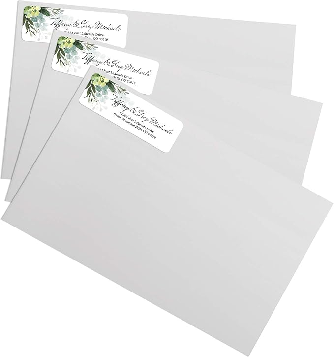 Floral Greenery Rolled Address Labels/Roll of 500 Personalized Address Labels/Designer Return Address Stickers in Elegant Plastic Dispenser | Address Labels - TrueDesk