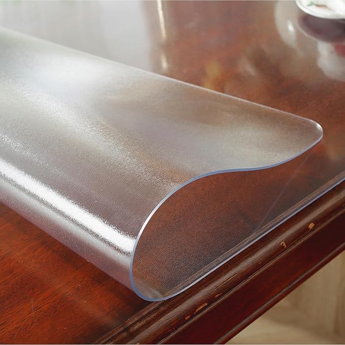 Frosted Clear Table Protector 18 x 42 Inch, 2mm Thick Plastic Table Cover, Waterproof PVC Clear Table Cover Protector, Desk Protector Mat, Writing Desk Pad for Desktop, Coffee & Dining Room Table | Table Pads - TrueDesk