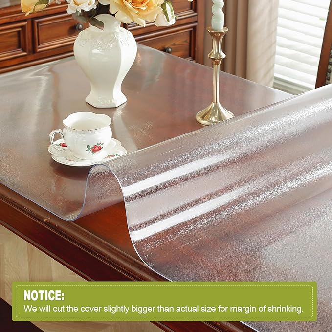 Frosted Clear Table Protector 20 x 48 Inch, 2mm Thick Plastic Table Cover, Waterproof PVC Clear Table Cover Protector, Desk Protector Mat, Writing Desk Pad for Desktop, Coffee & Dining Room Table | Table Pads - TrueDesk