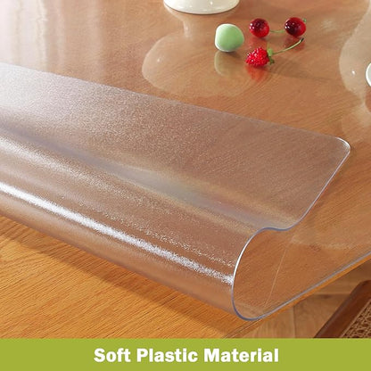 Frosted Clear Table Protector 38 x 60 Inch, 1.5mm Thick Plastic Table Cover, Waterproof PVC Clear Table Cover Protector, Desk Protector Mat, Writing Desk Pad for Desktop, Coffee & Dining Room Table | Table Pads - TrueDesk