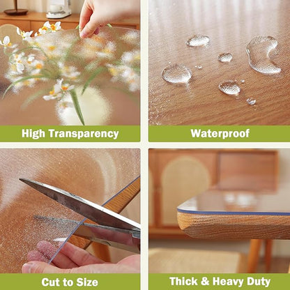 Frosted Clear Table Protector 44 x 78 Inch, 1.5mm Thick Plastic Table Cover, Waterproof PVC Clear Table Cover Protector, Desk Protector Mat, Writing Desk Pad for Desktop, Coffee & Dining Room Table | Table Pads - TrueDesk