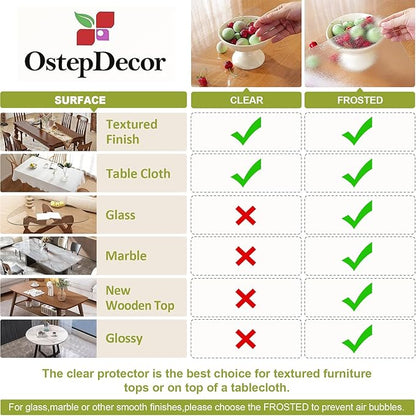 Frosted Clear Table Protector 44 x 78 Inch, 1.5mm Thick Plastic Table Cover, Waterproof PVC Clear Table Cover Protector, Desk Protector Mat, Writing Desk Pad for Desktop, Coffee & Dining Room Table | Table Pads - TrueDesk