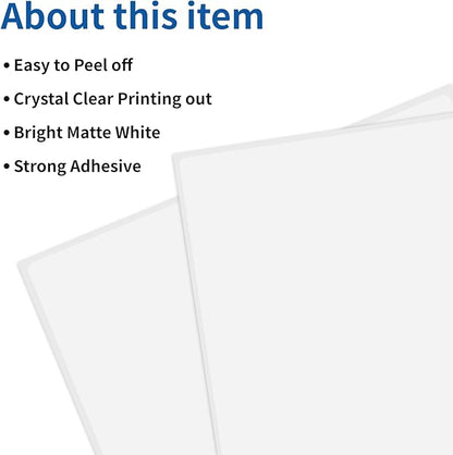 Full Sheet Labels 8.5” x 11” Sticker Paper Matte White, Large Shipping Label Paper for Inkjet Laser Printer, 250 Counts | Laser Inkjet Printer Labels - TrueDesk