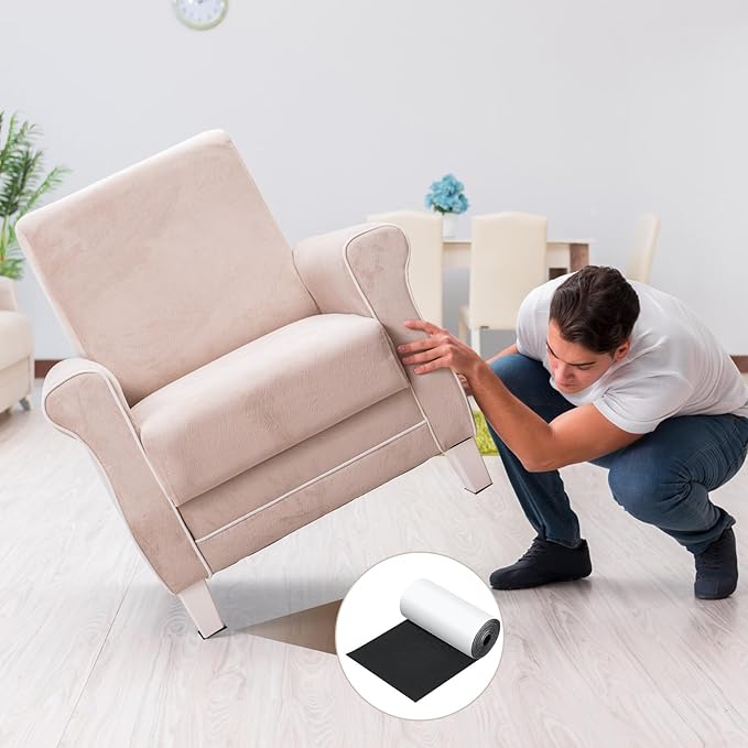 Fullhawl Large Felt Furniture Pads 12 x 120 Inch Non Slip Self Adhesive Heavy Duty Cuttable Strip Roll Felt Sheet Tape for Protecting Hardwood Floors Chair Wall, Black | Furniture Pads - TrueDesk